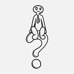 Businessman thinking. Doodle vector icon. Drawing sketch illustration hand drawn cartoon line eps10