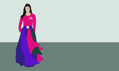 Vector illustration of a model in a dress