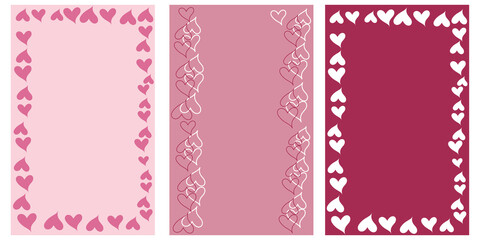 Valentine's day concept. Heart symbol decoration illustration for frames, Heart decoration card design. Vector illustration. バレンタインデザイン、バレンタイン背景イラスト、バレンタインカードイラスト