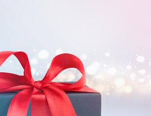 gift box with red bow close up