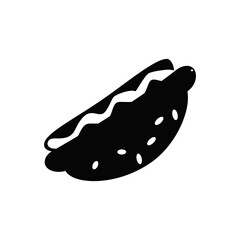 Simple hotdog with mustard icon Flat vector illustration