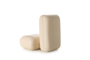 Pieces of natural soap isolated on white background