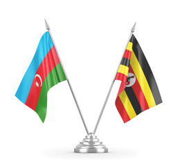 Uganda and Azerbaijan table flags isolated on white 3D rendering 