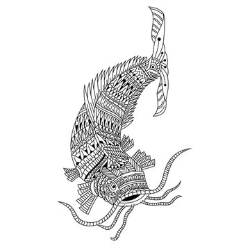 recommend clip art: Hand drawn of Clarias in zentangle style