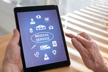 Medical service concept on a tablet