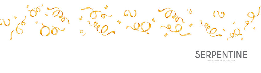 Gold shinining metal serpentine background. Party design element