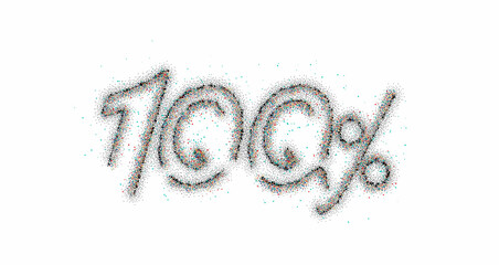 100% OFF Particle Sale Discount Banner. Discount offer price tag. Vector Illustration.