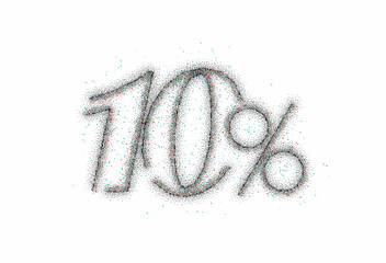 10% OFF Particle Sale Discount Banner. Discount offer price tag. Vector Modern Sticker Illustration.
