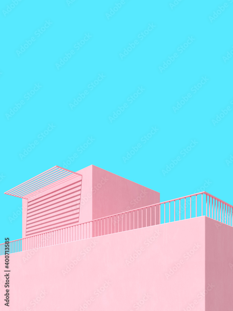 Poster 3d illustration of abstract architecture background, minimal architectural poster.