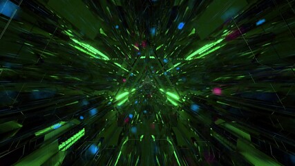 Space tunnel with glowing particles 3d illustration motion design background wallpaper design artwork