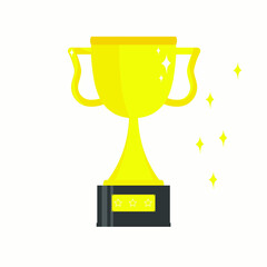Gold Cup icon in flat style. The best simple championship or competitive trophy is isolated on a white background. Vector illustration