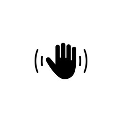 Hello Weave Hand, Waving Palm, Hi Arm. Flat Vector Icon illustration. Simple black symbol on white background. Hello Weave Hand, Waving Palm, Hi Arm sign design template for web and mobile UI element.