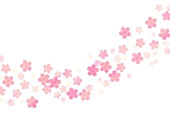 桜の花がまとまって列をなす色鉛筆調イラスト no.01
