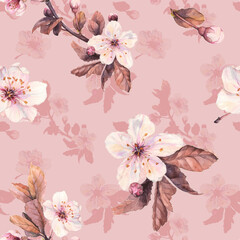 Seamless background with cherry blossom