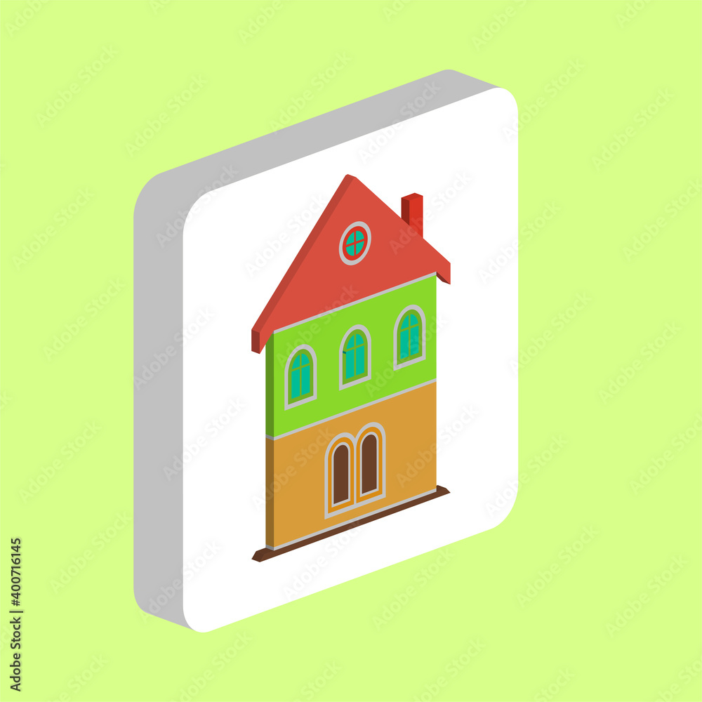 Poster building Simple vector icon. Illustration symbol design template for web mobile UI element. Perfect color isometric pictogram on 3d white square. building icons for business project.