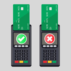 Terminal approve reject, great design for any purposes. Flat icon on green backdrop. Vector design illustration.