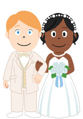 国際結婚（イギリス人とアメリカ人）のイラスト