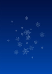 Silver Snowfall Vector Blue Background. Light