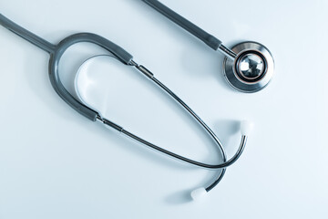 Stethoscope for doctor checkup in health medical laboratory