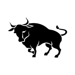 bull, black silhouette. Vector illustration