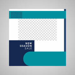 Social media medical promotion. Vector illustration with geometric photo collage. Editable square banner template.