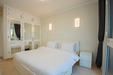 Naklejka na ściany i meble Interior design of double bedroom in house
