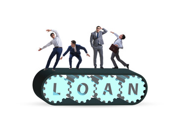 Conveyor belt with the debt loan and businessman