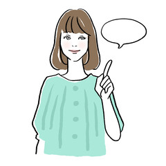 紹介するポーズをする女性のイラスト