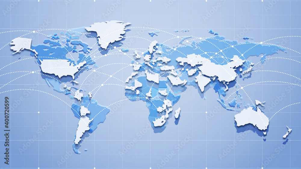 Wall mural vector outline image of planet earth with continents and countries. economic ties. global communicat - Wall murals
