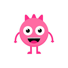 Cute cartoon baby monster. Kawaii scary funny baby character flat icon. Happy Halloween vector illustration isolated on white background.