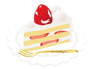 苺のショートケーキのイラスト