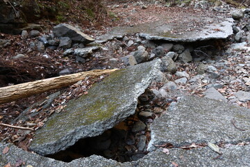 Road collapsed by a natural disaster / 自然災害で崩壊した道