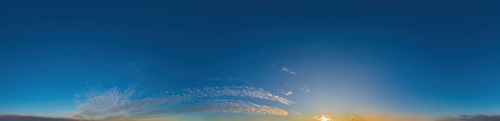 Dawn Sky panorama with Cirrus clouds in Seamless spherical equirectangular format with complete...
