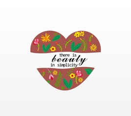 Vector of love shape with flower decoration and text