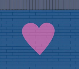 Vector of love symbol on the brick wall