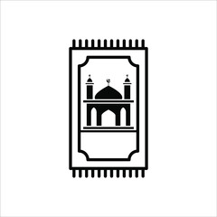Prayer rug icon on white background. Traditional Islamic Background