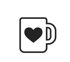 cup with heart line icon. valentine day and love symbol