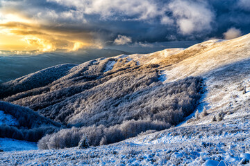 An unique sunset in the mountains. Szeroki Wierch. Bieszczady National Park. Carpathian Mountains. Poland © Szymon Bartosz