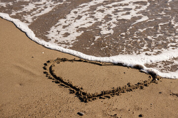 heart drawing on the sand