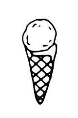 vector ice cream single cartoon clipart. Doodle illustration isolated on white background