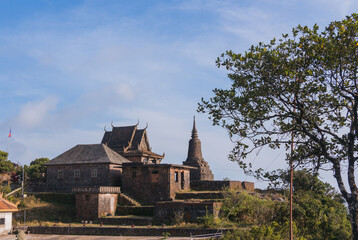 Fototapeta na wymiar An old temple at Bokor Mountain, Kampot Cambodia