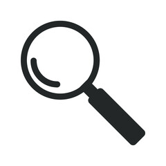 Search icon vector. Glyph symbol magnifying glass on white background