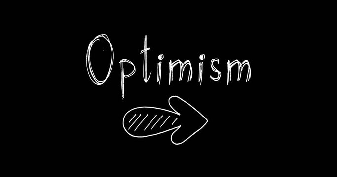 Direction Way to Optimism versus Pessimism contrast concept. 4k footage with alpha transparency channel isolated on black background.