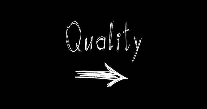 Direction Way to Quality versus Quantity contrast concept. 4k footage with alpha transparency channel isolated on black background.