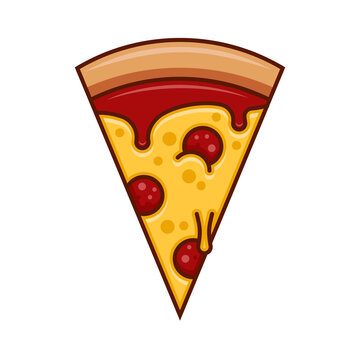 The stylized image of a pizza. Fast food. Flat style.