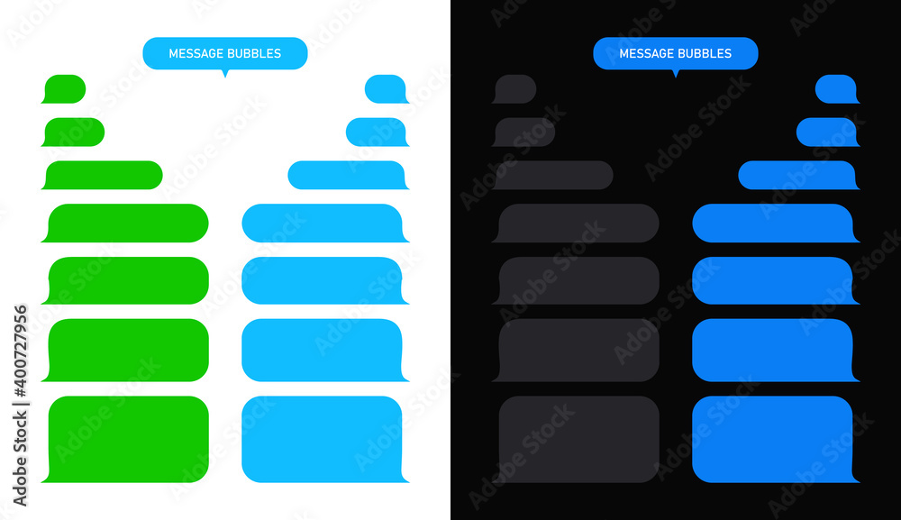 Poster message bubble for text chat. box for sms and speech in phone on white and black background. interfa