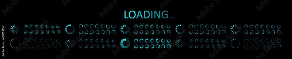 Poster icon of progress load on computer. futuristic digital ui for loader. circle of load bar for web. rou