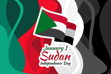 January 1, Sudan Independence Day Vector Illustration. Suitable for greeting card, poster and banner.