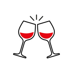 Toast clink two glasses with red wine. Vector