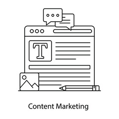 
Content marketing icon in flat outline design 
